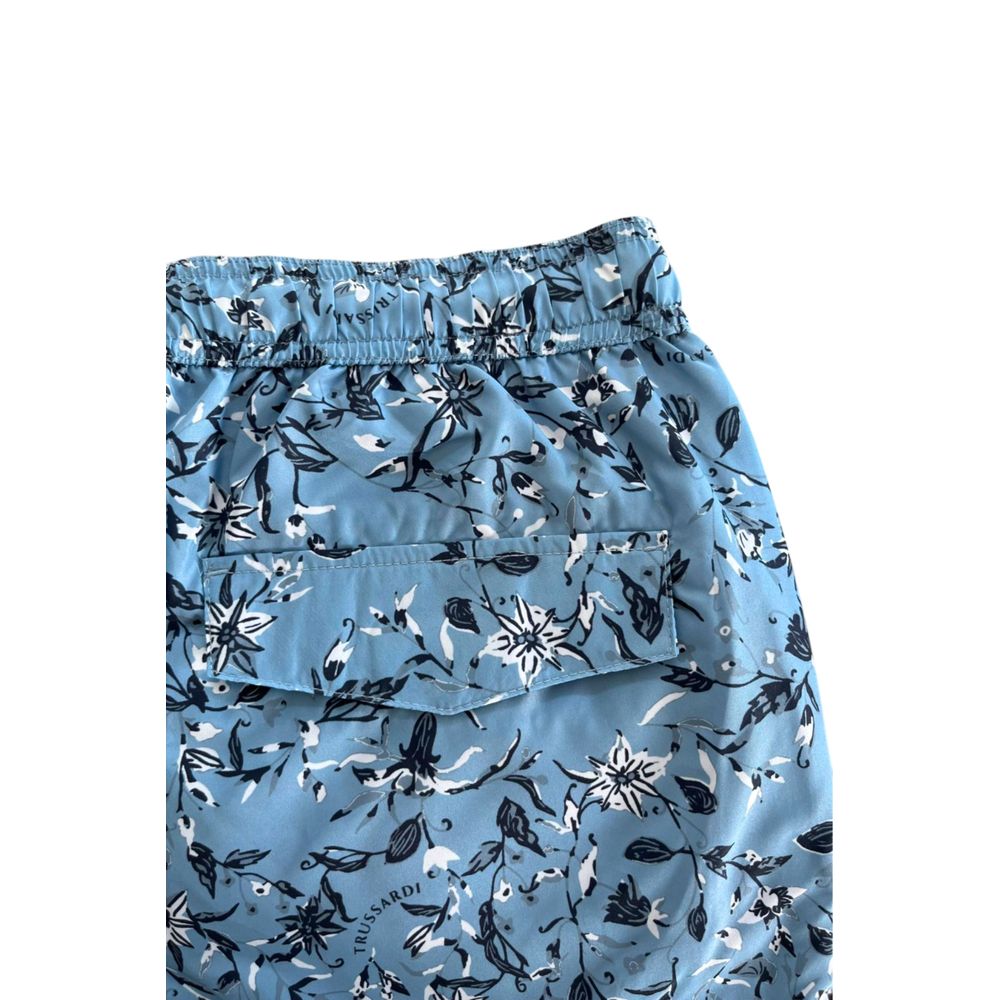 Light Blue Polyester Men Swim Short