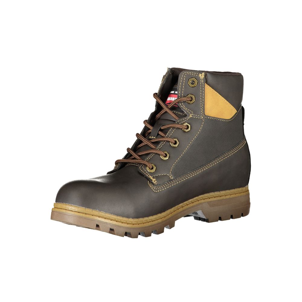 Brown Polyester Men Boot