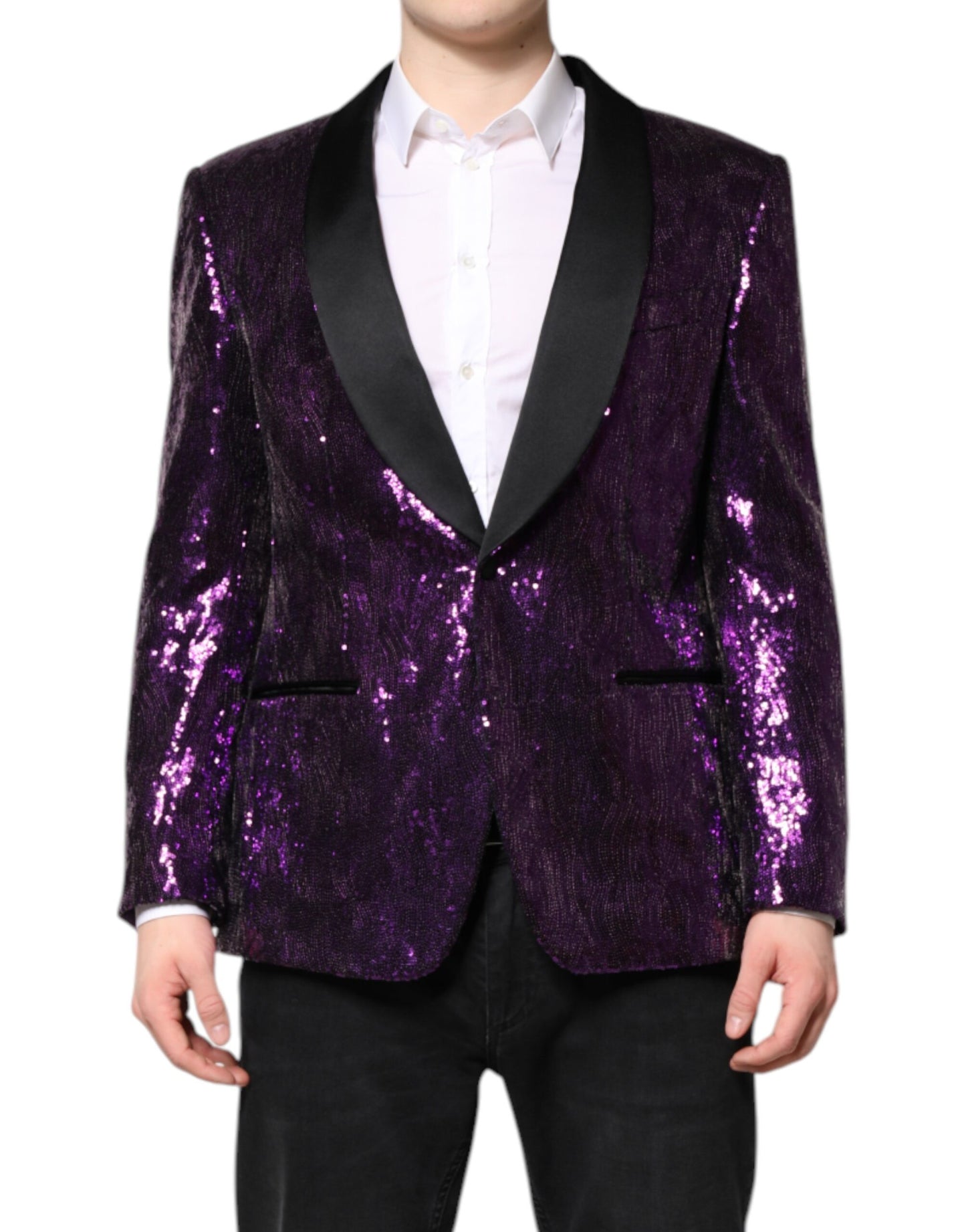 Purple SICILIA Sequin Embellish Coat Jacket