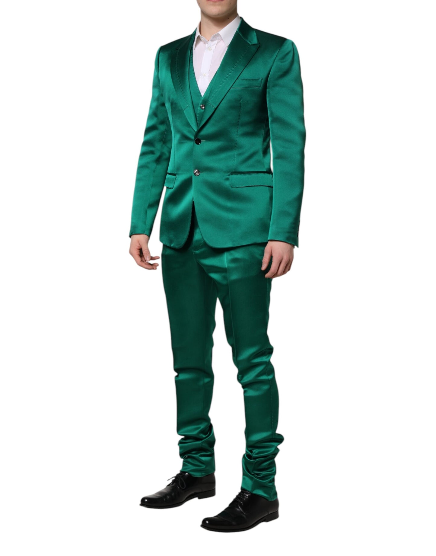 Green Silk 3 Piece Single Breasted Suit