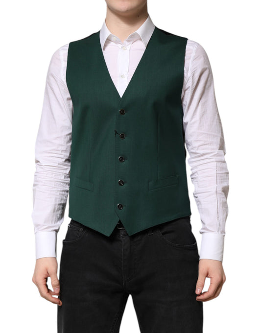 Green Wool Dress Formal Men Waistcoat Vest
