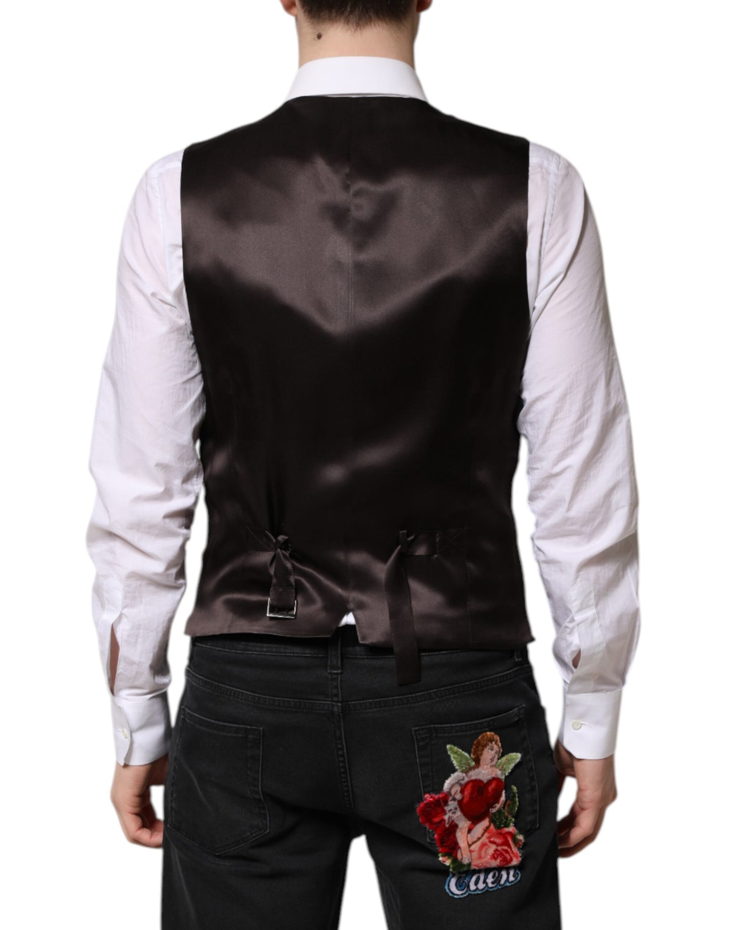 Black Stripes Wool Formal Men Waistcoat Vest