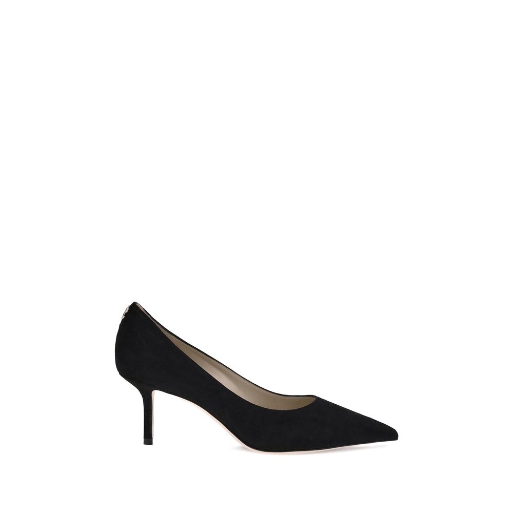 Black Goatskin Mid Heel Pumps