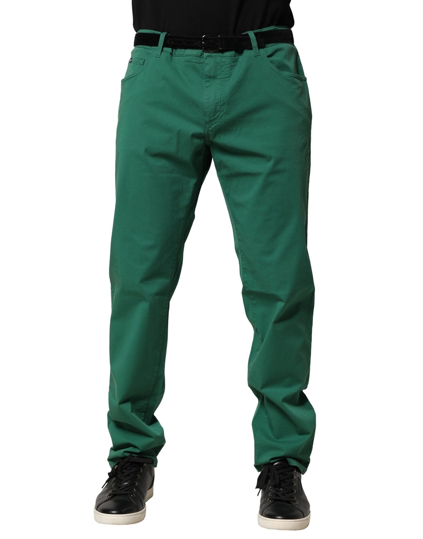 Green Cotton Stretch Skinny Men Denim Jeans