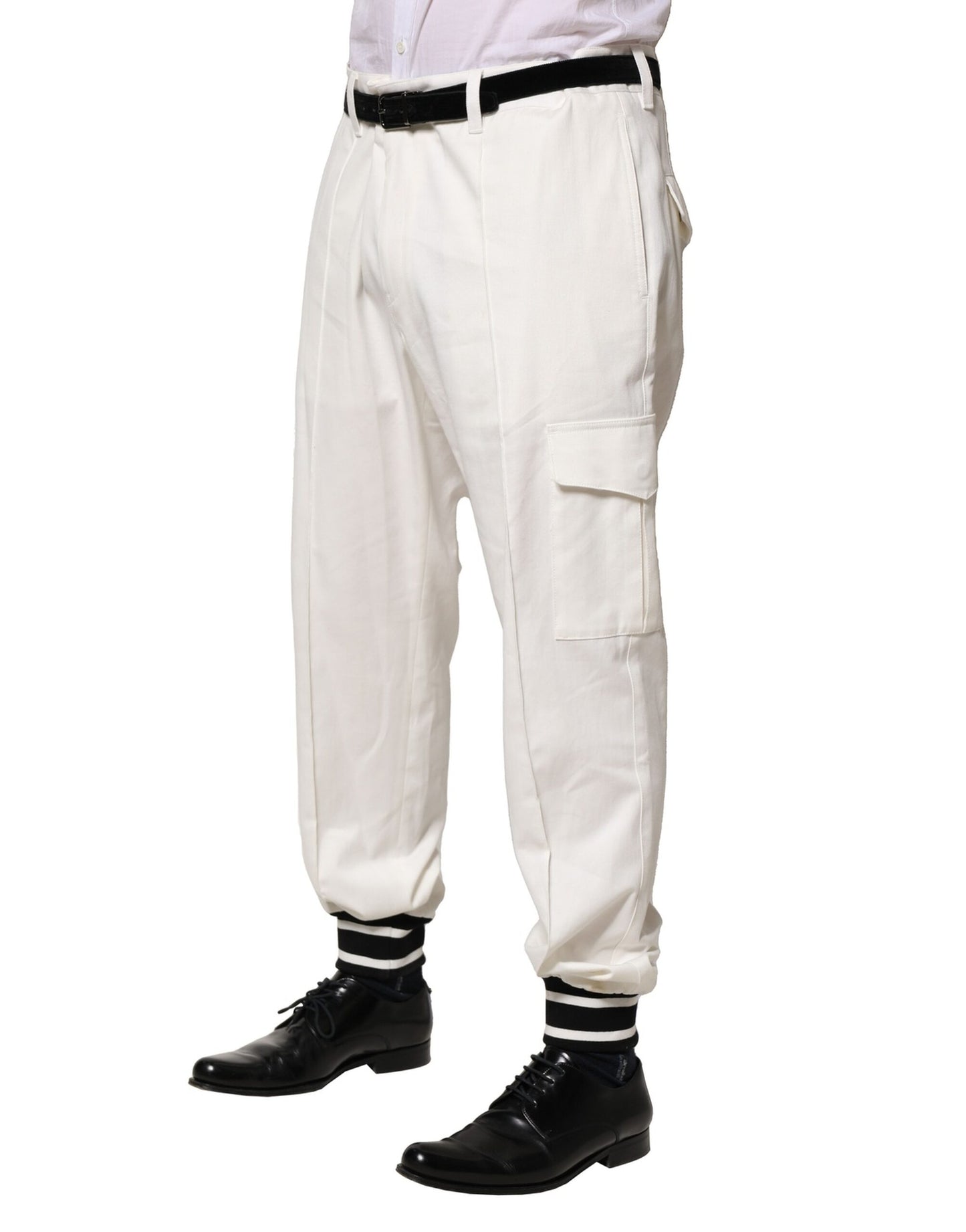 White Cotton Cargo Jogger Men Pants