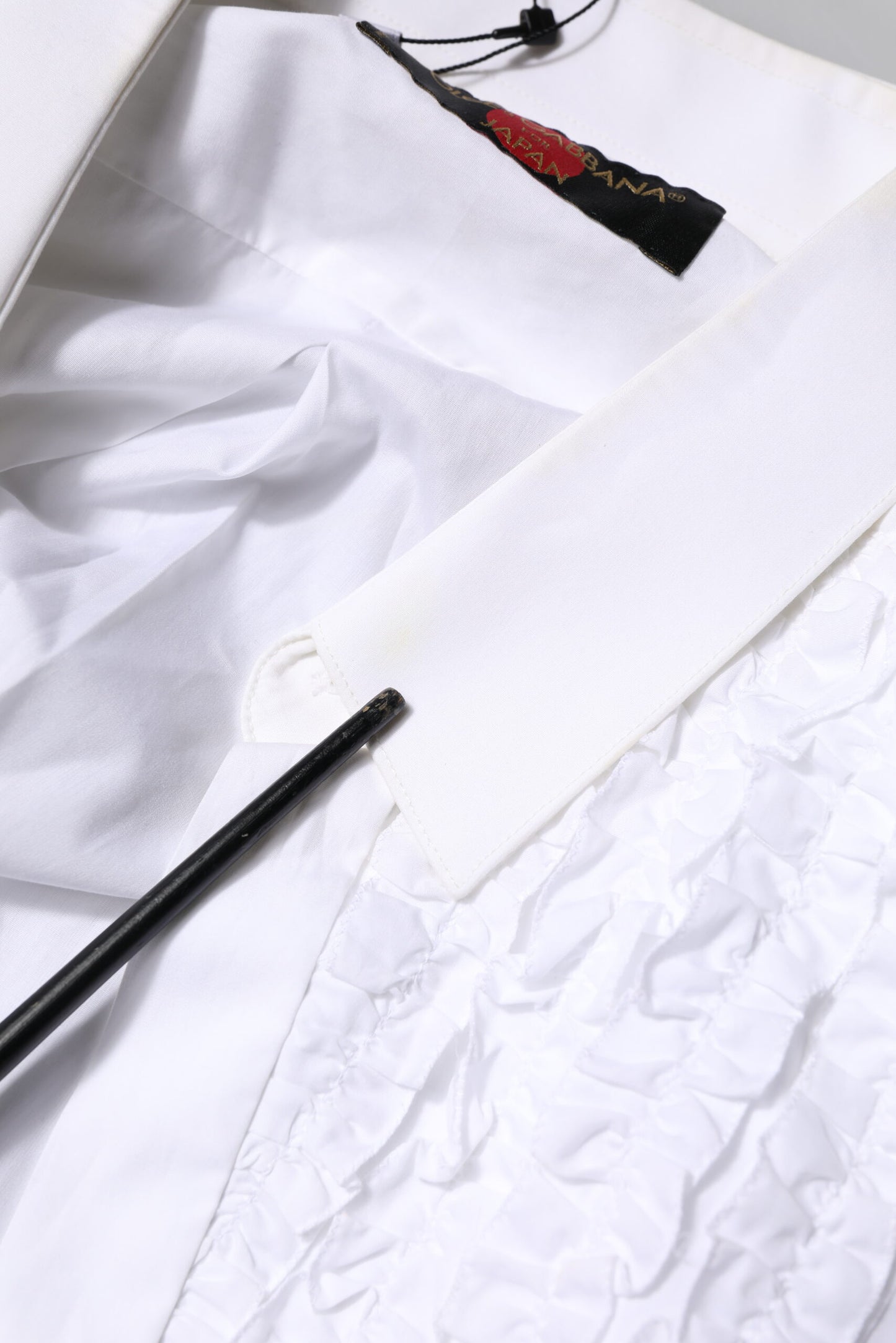 White Cotton Ruffled Detailing Formal Shirt