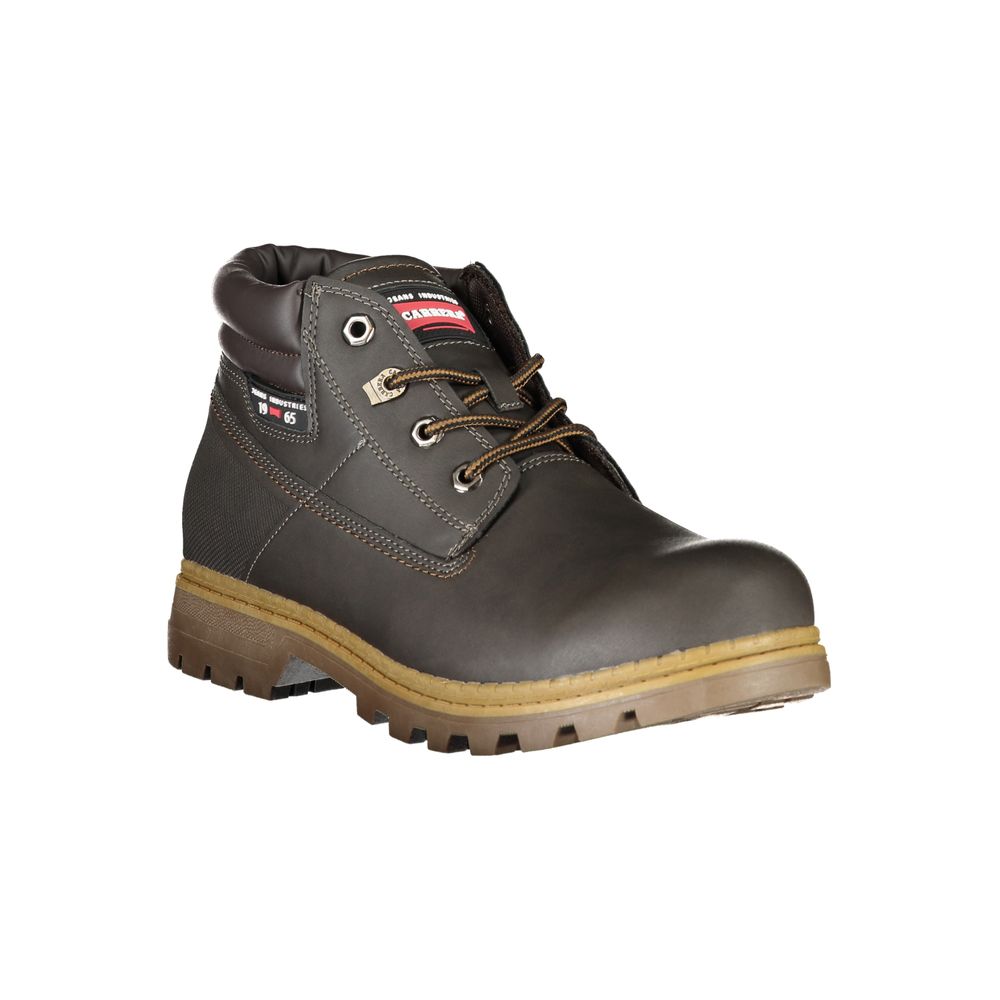 Brown Polyester Men Boot