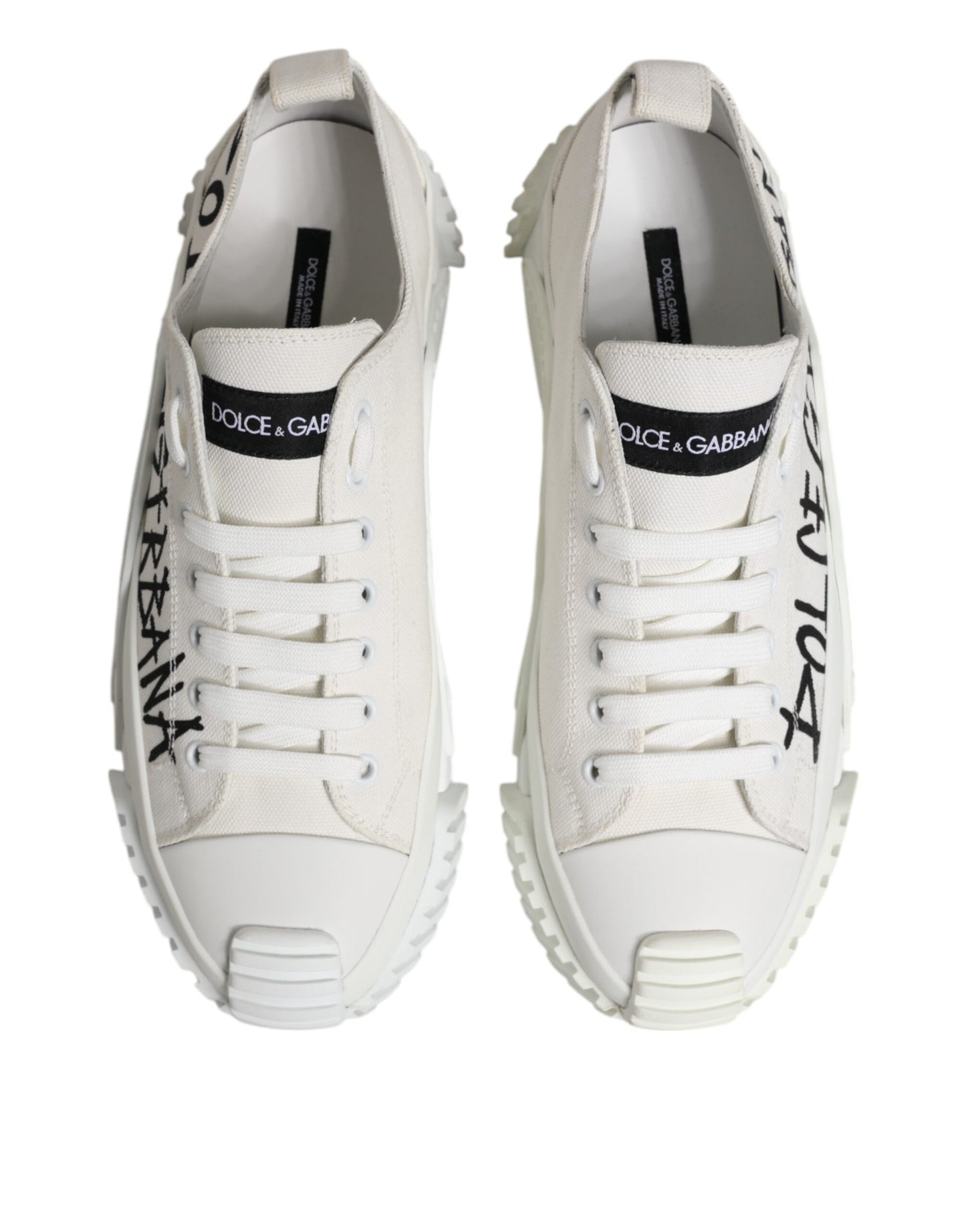 White Logo Print Lace Up Low Top Sneakers Shoes
