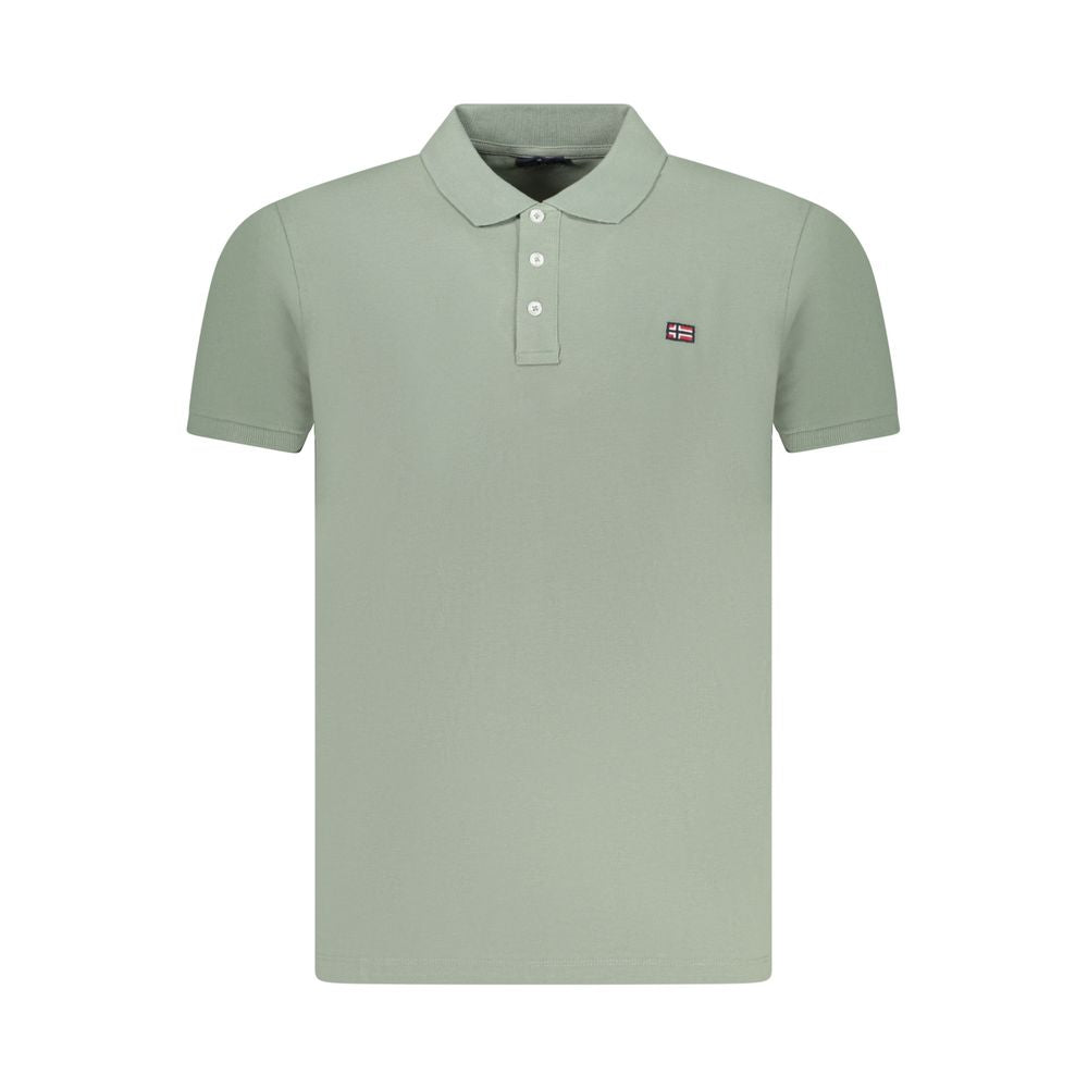 Green Cotton Men Polo Shirt