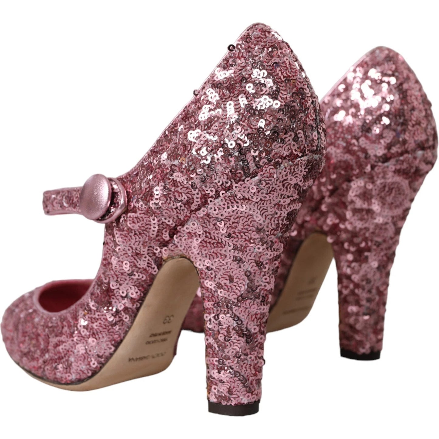 Pink Sequin Mary Jane Pumps High Heels Shoes