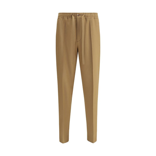 Brown Polyester Casual Pants