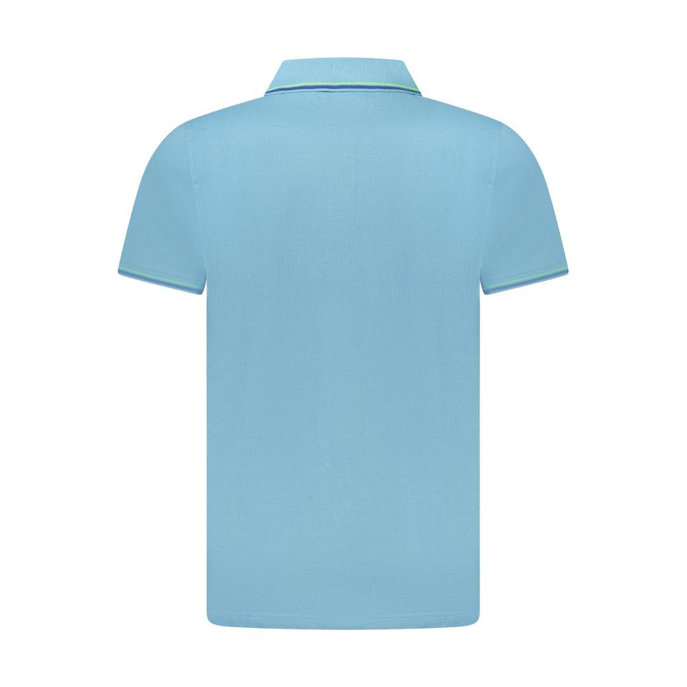 Blue Cotton Men Polo Shirt