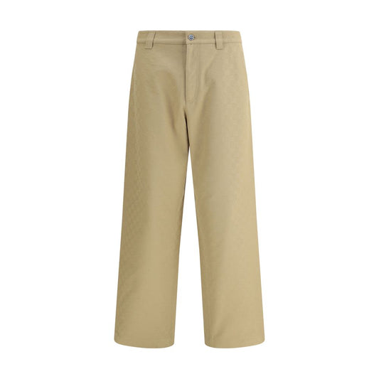 Beige Cotton Casual Pants