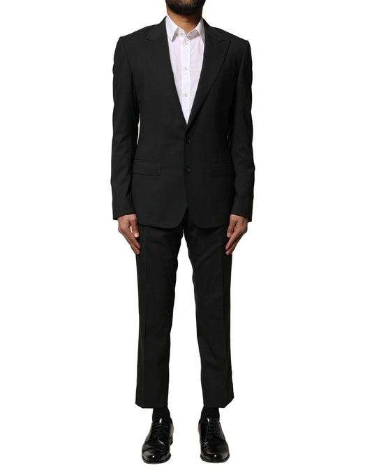 Black Wool 2 Piece Single Breasted Suit