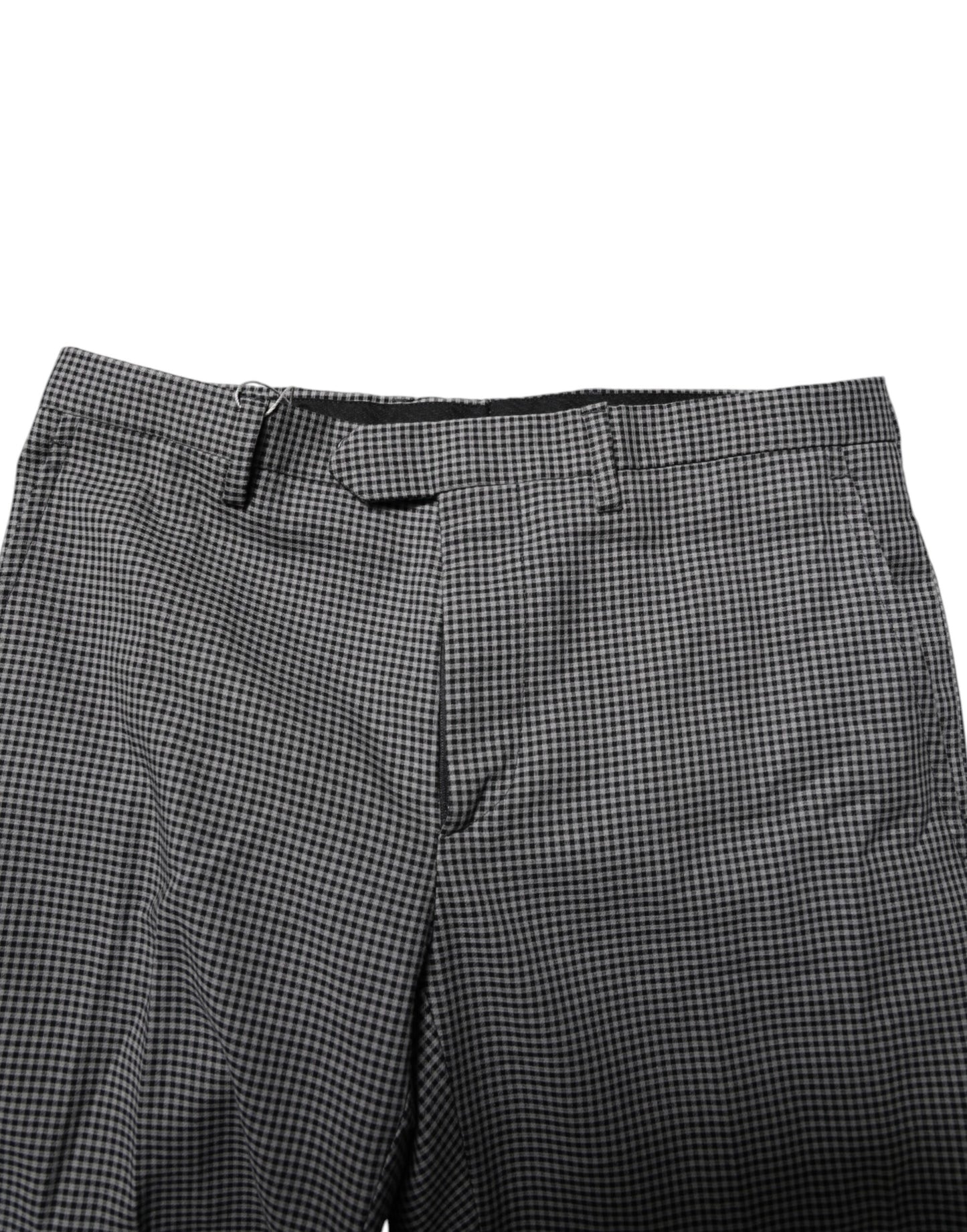 Black White Checkered Tapered Dress Pants
