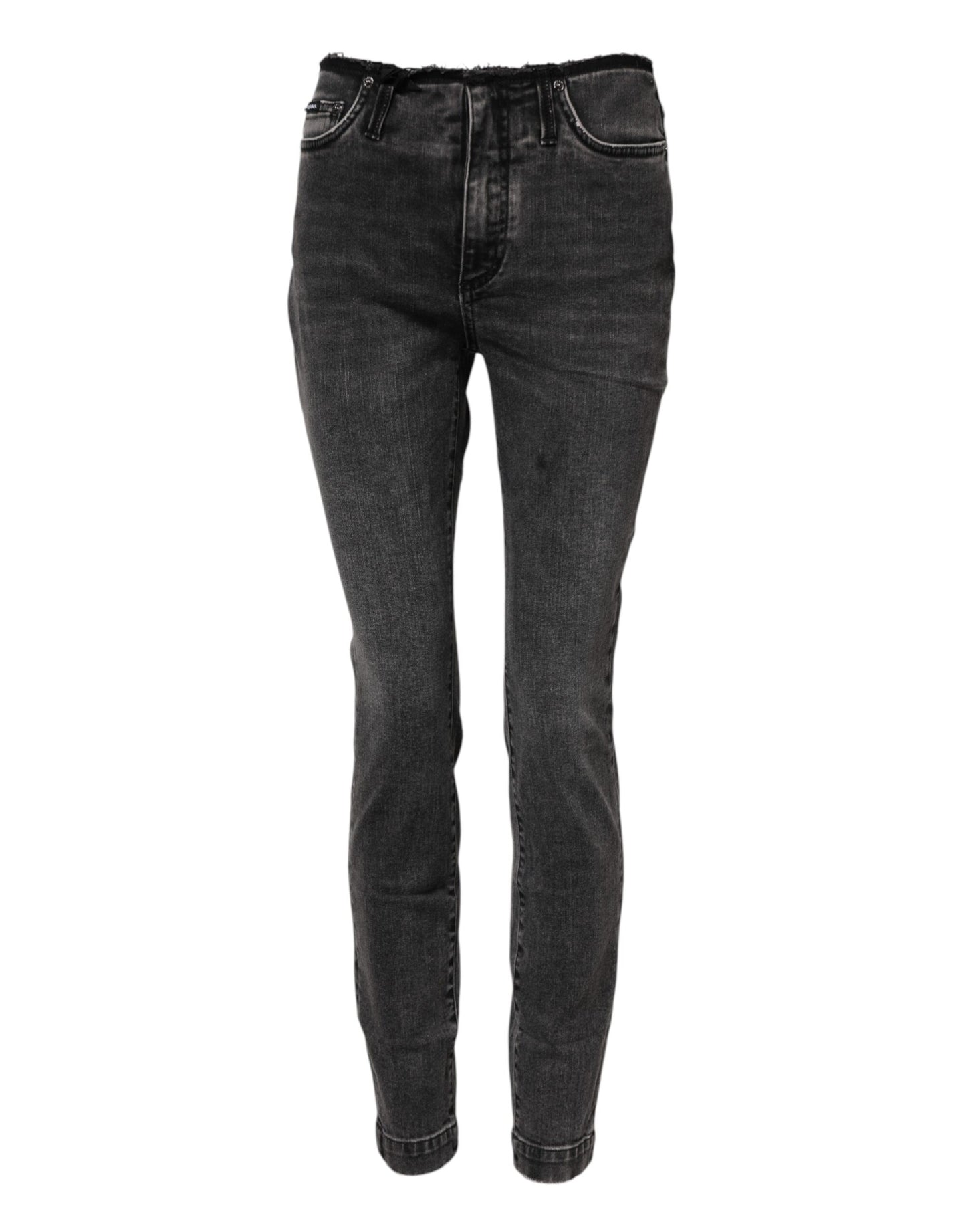 Gray Skinny Cotton Mid Waisted Denim Jeans