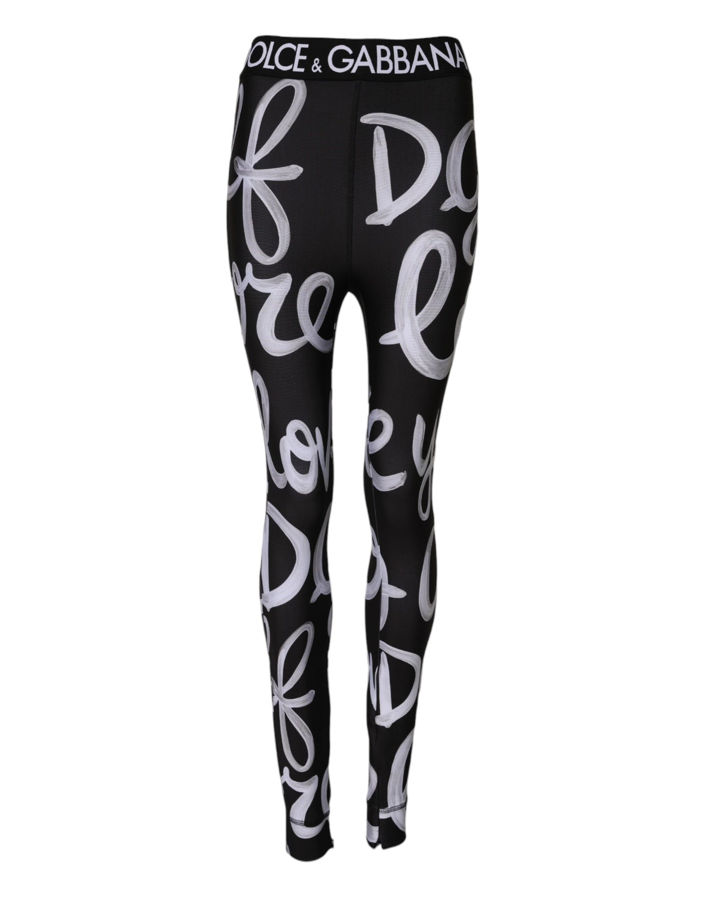 Black Polyester Logo Print Mid Waisted Pants