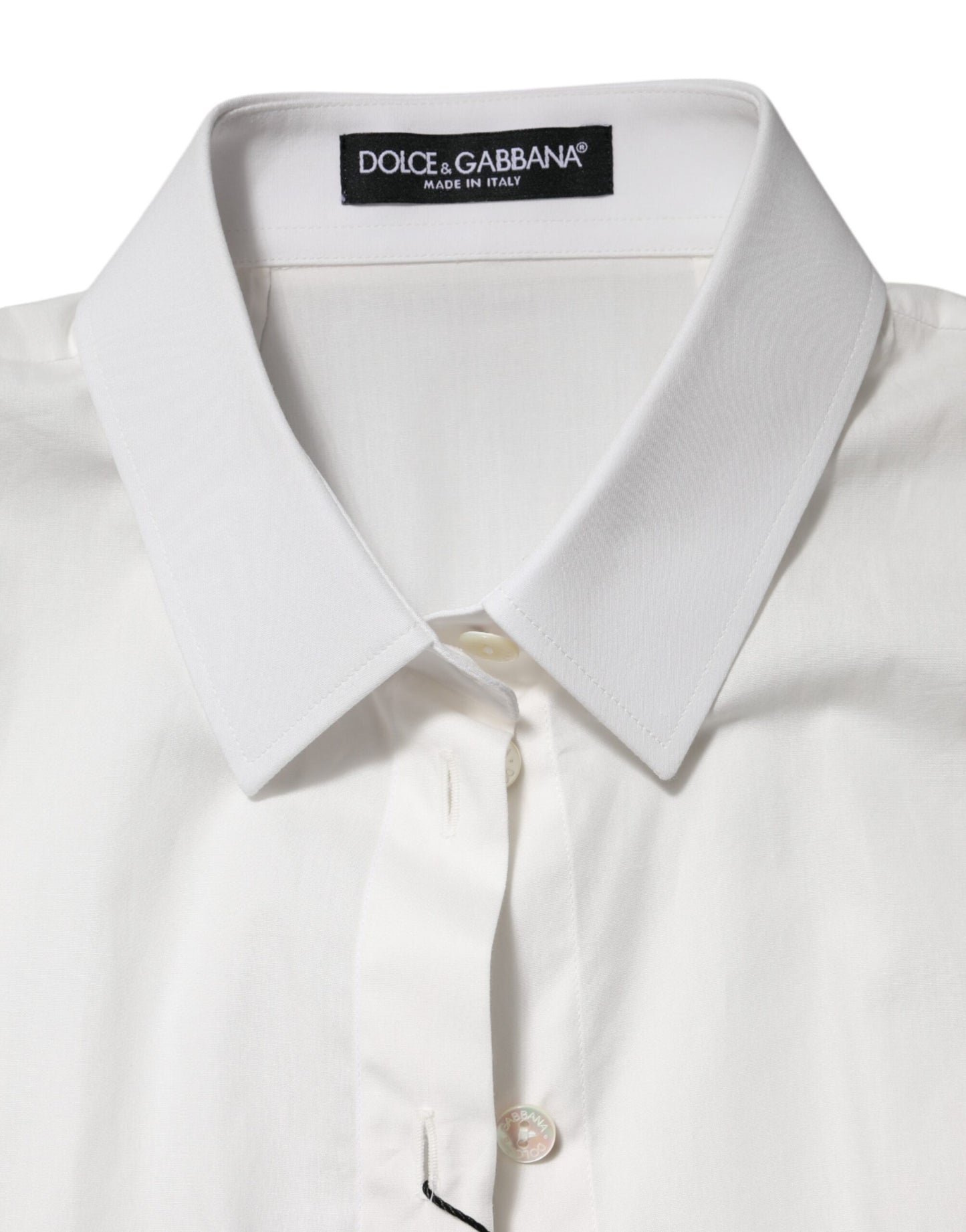 White Cotton Short Sleeves Collared Top Shirt