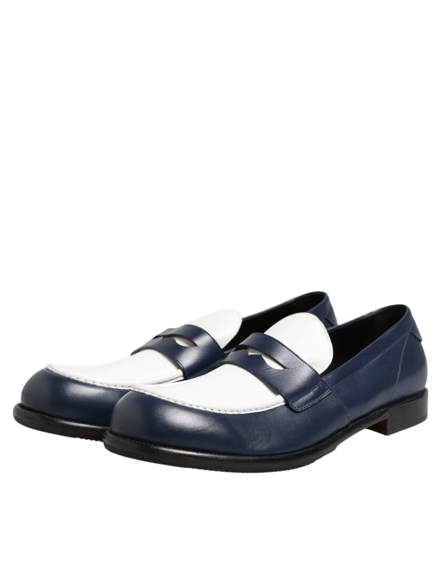 Black White Leather Slip On Loafers Men Dress Shoes