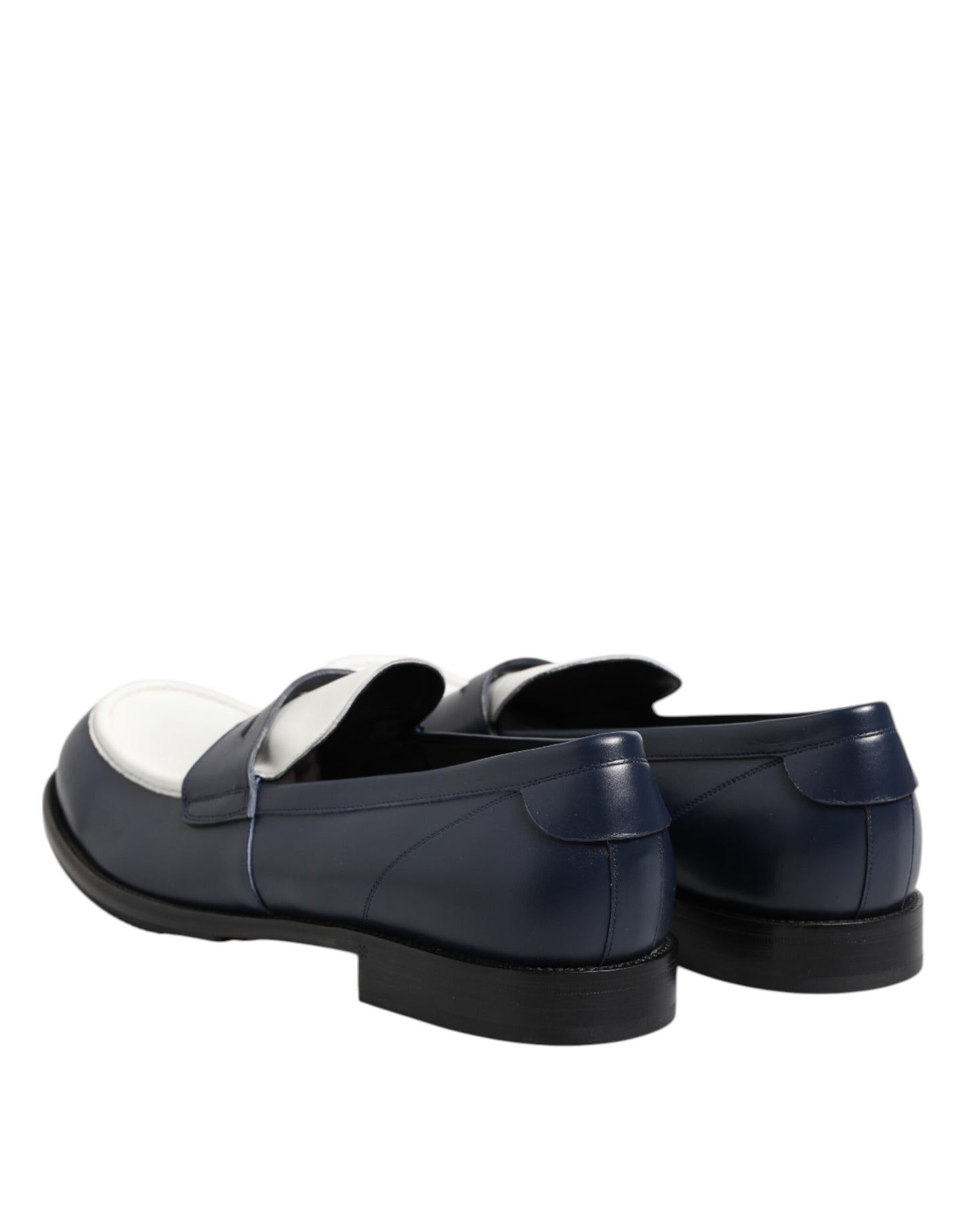 Black White Leather Slip On Loafers Men Dress Shoes