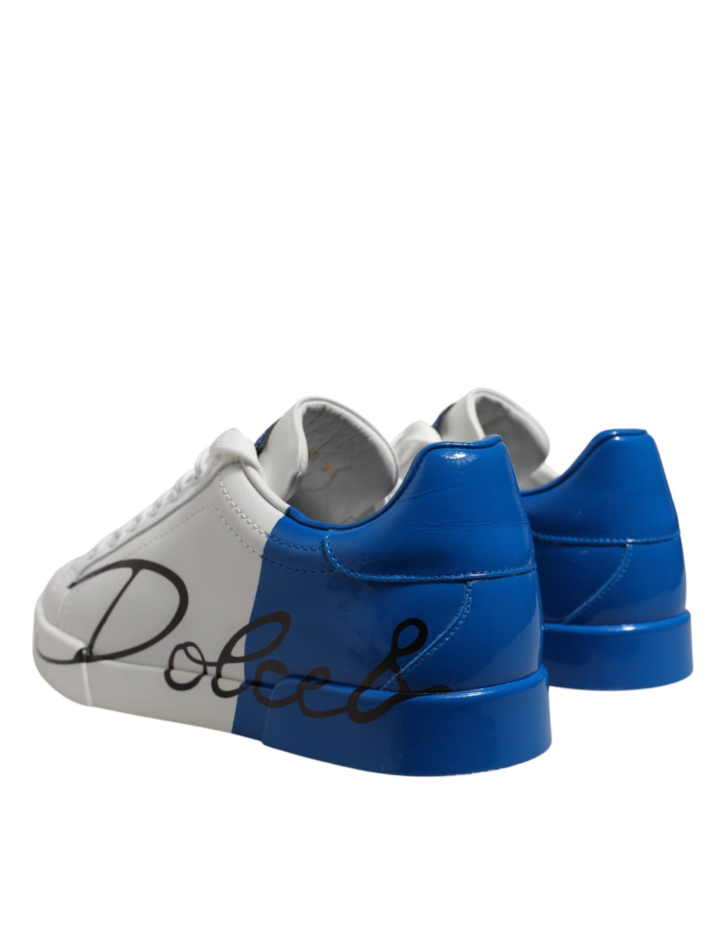 White Blue Low Top Leather Sneakers Shoes