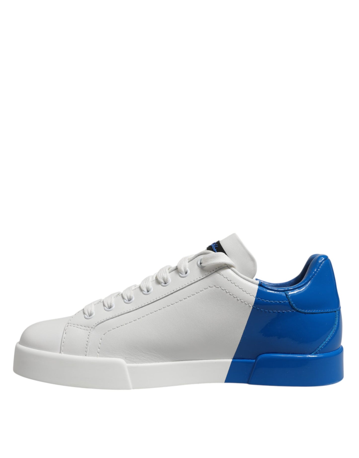 White Blue Low Top Leather Sneakers Shoes