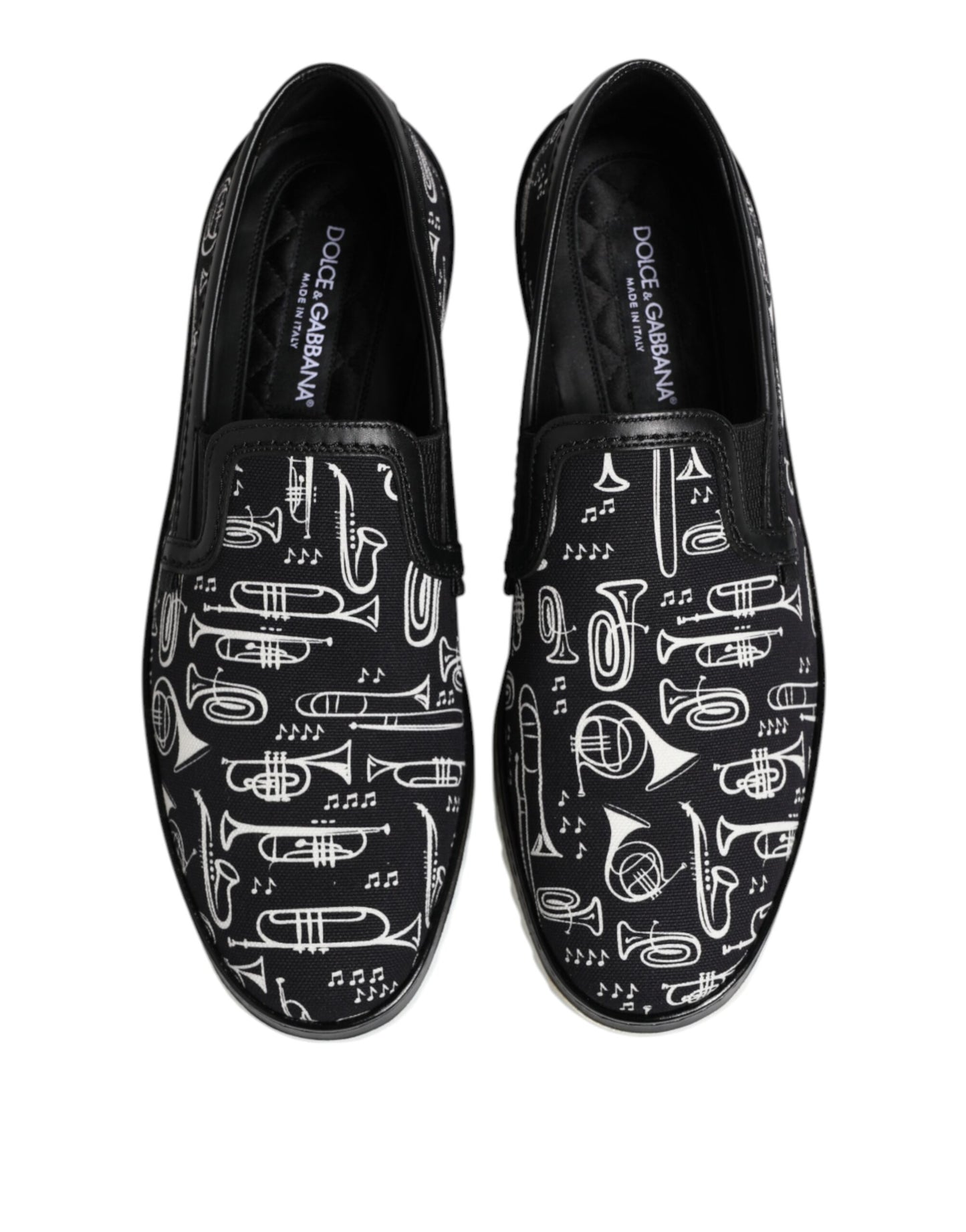 Black Slip On Printed Men Loafers Shoes