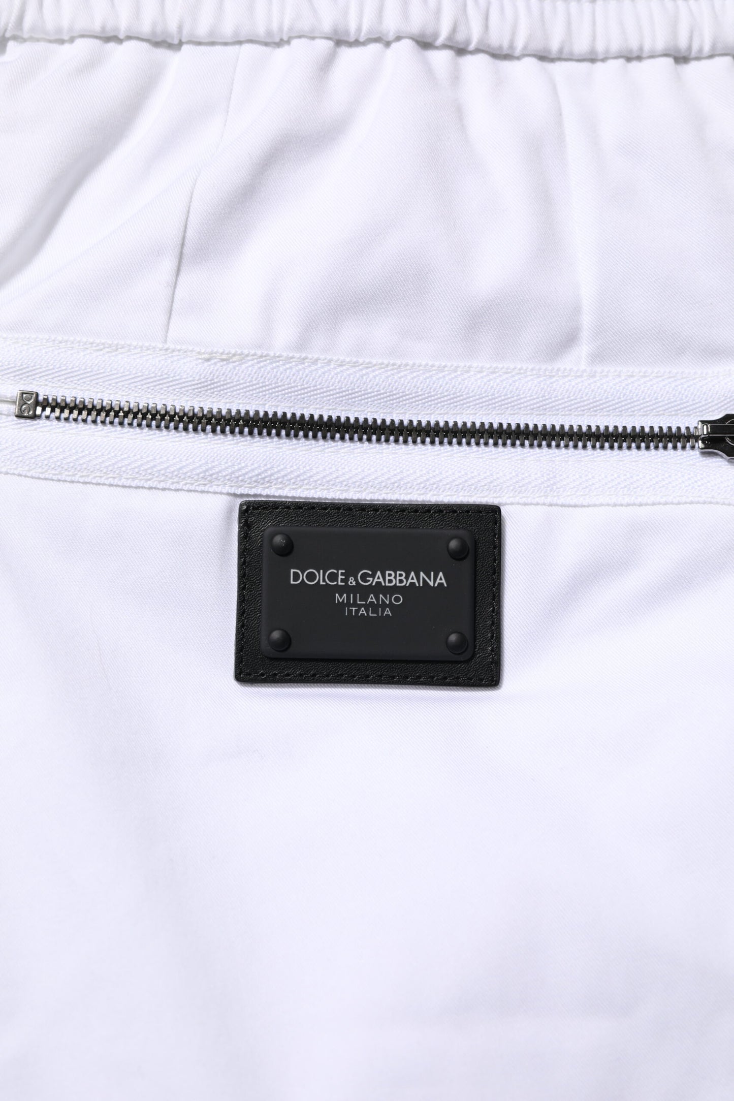 White Cotton Stretch Logo Men Jogger Pants
