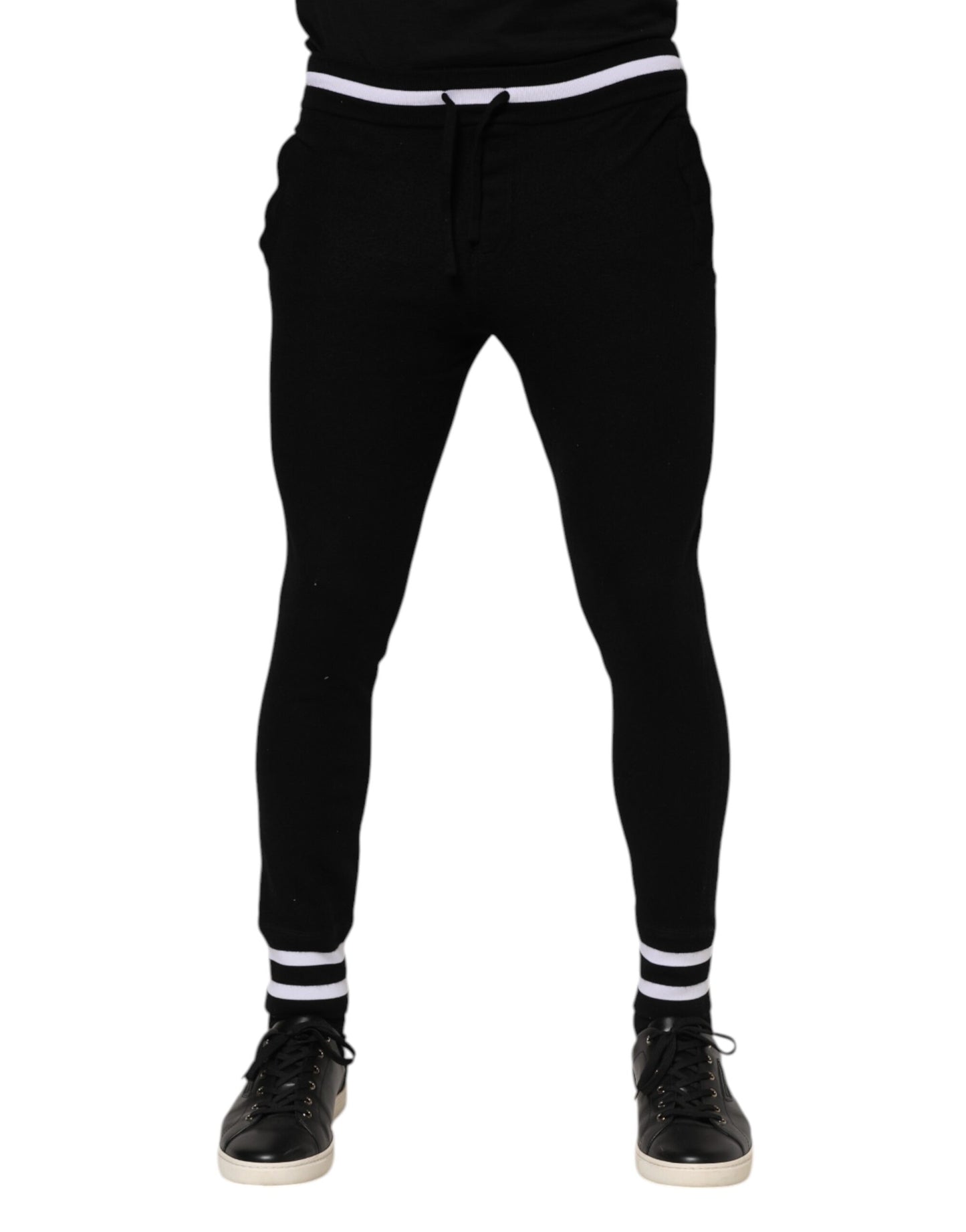 Black Wool Men Jogger Sweatpants Pants