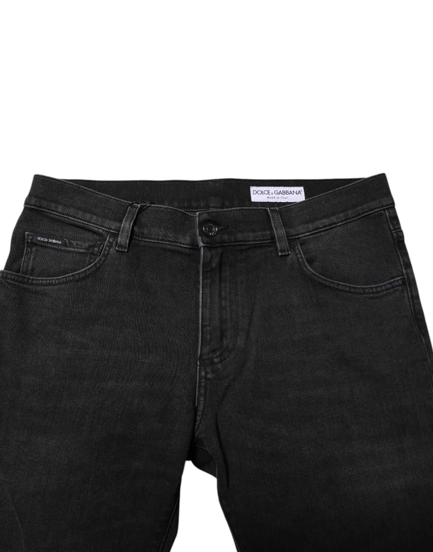 Black Washed Cotton Skinny Denim Jeans