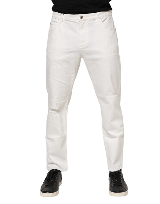 White Cotton Loose Men Denim Jeans