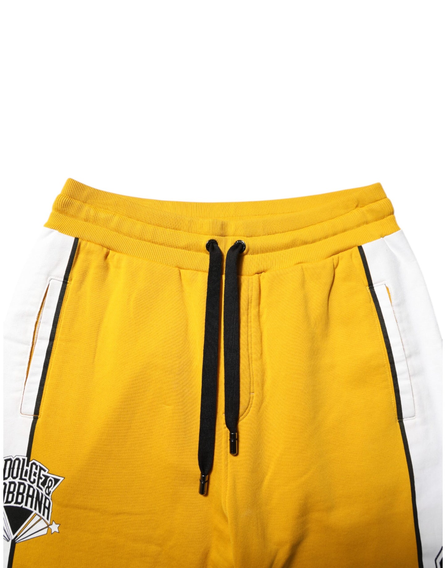 Yellow Printed Drawstring Jogger Pants