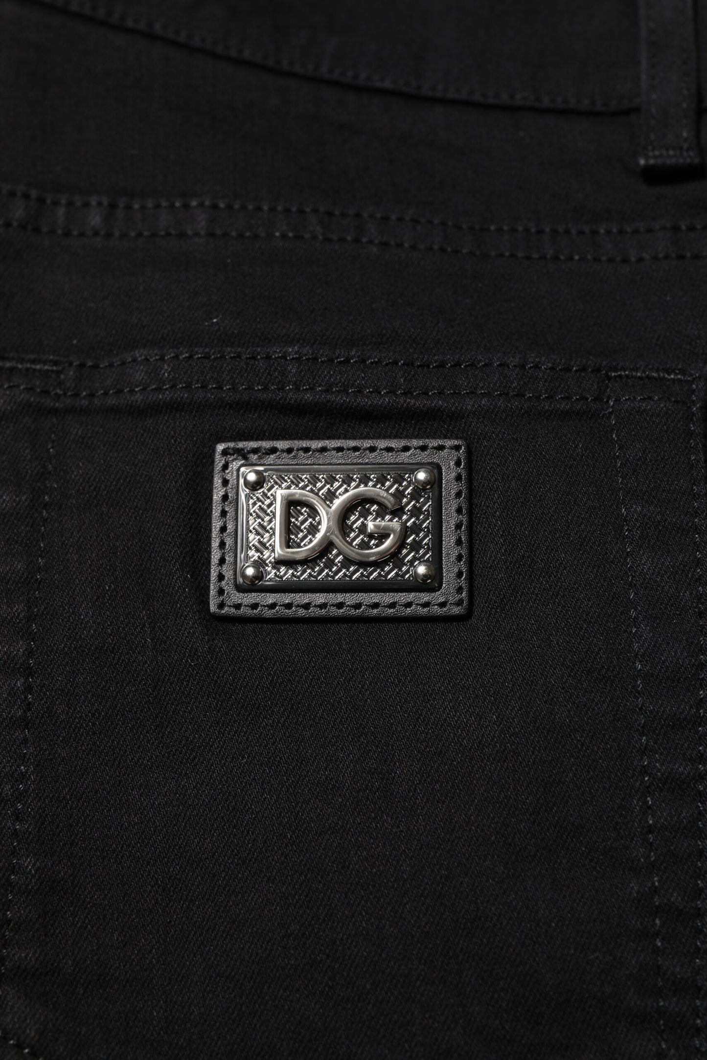 Black Cotton Logo Plaque Skinny Denim Jeans