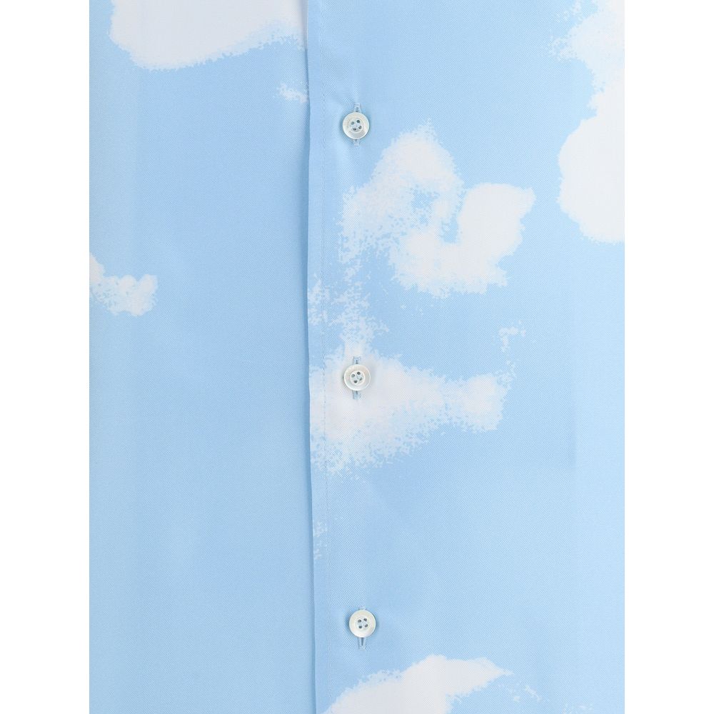 Light Blue Silk Pattern Shirt