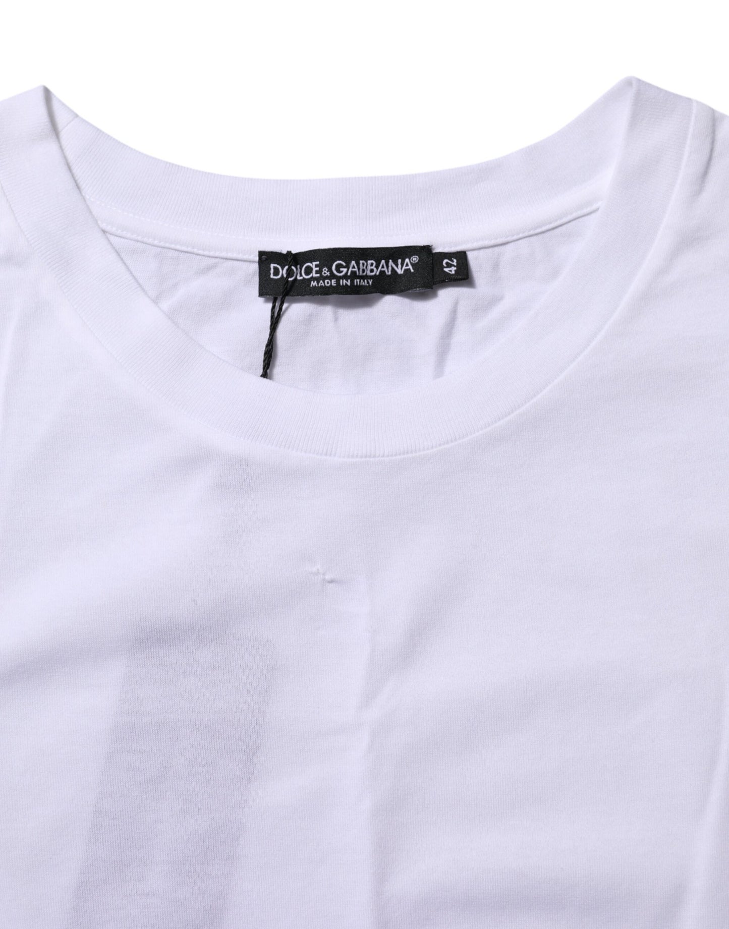 White Cotton Round Neck Short Sleeves T-shirt