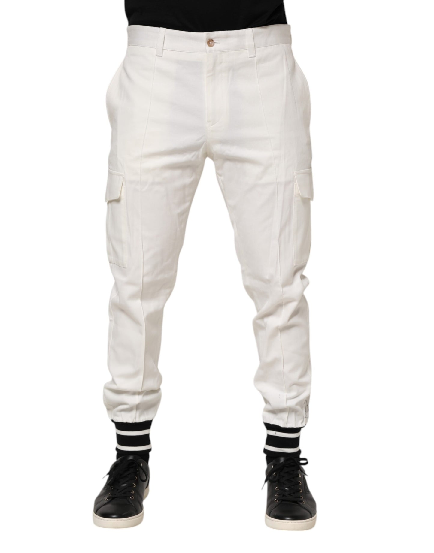 White Cotton Jogger Cargo Skinny Men Pants