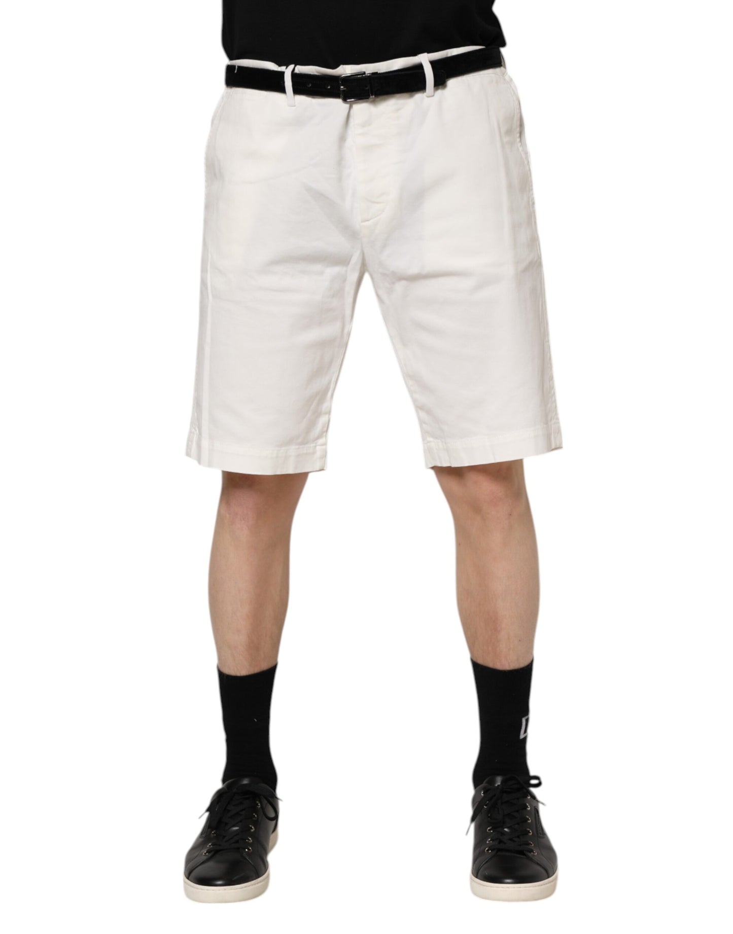 White Chinos Cotton Stretch Men Casual Shorts
