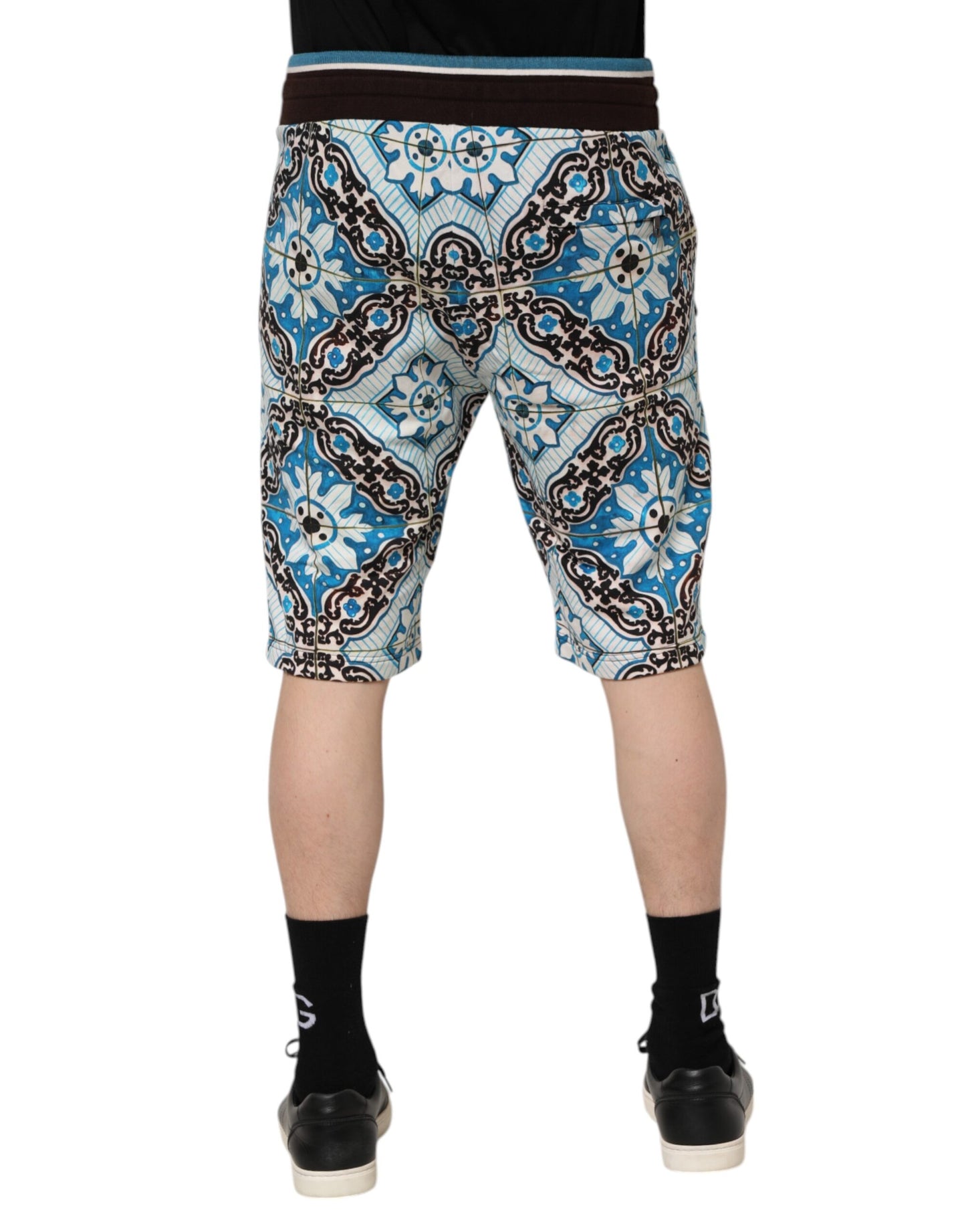 Multicolor Cotton Maiolica Print Bermuda Shorts