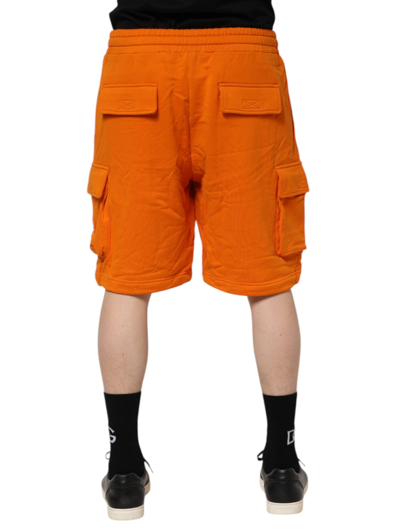 Orange Cotton Men Casual Cargo Bermuda Shorts