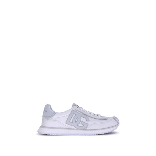 White Fabric Low Top Sneakers