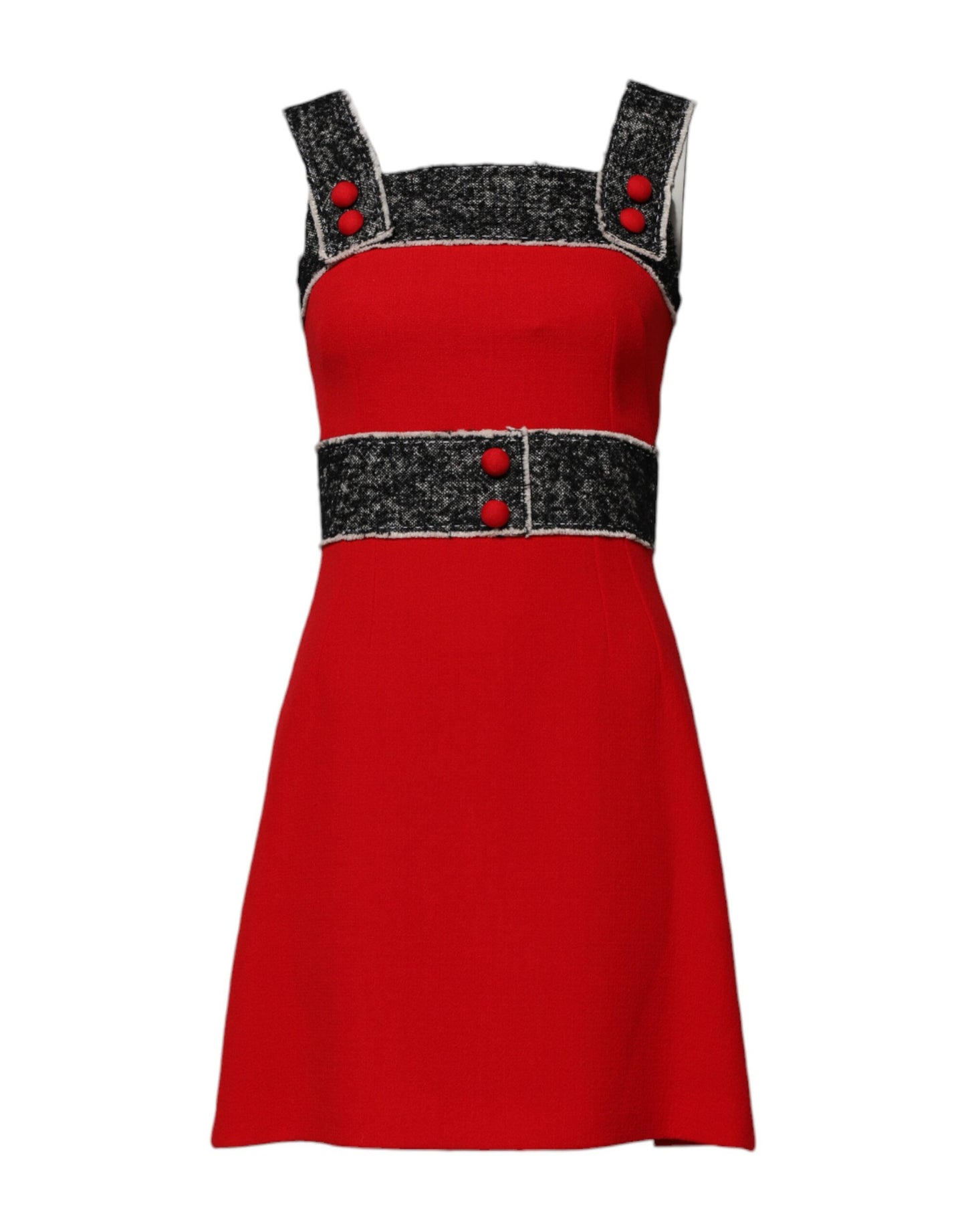 Red Wool Sleeveless A-line Flared Mini Dress