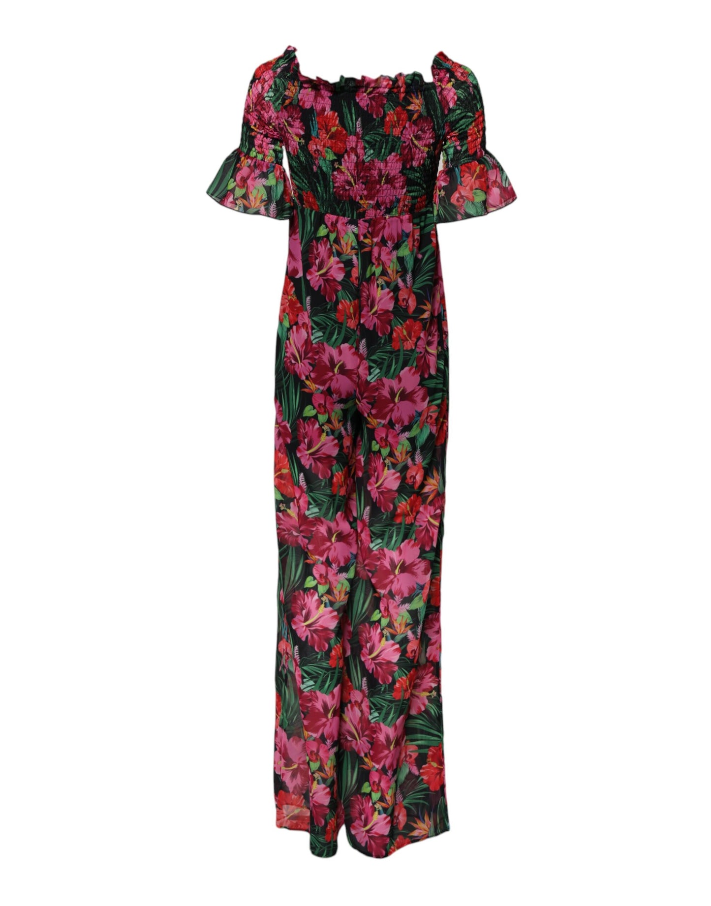 Multicolor Floral Print Overall Jumpsuit Dress