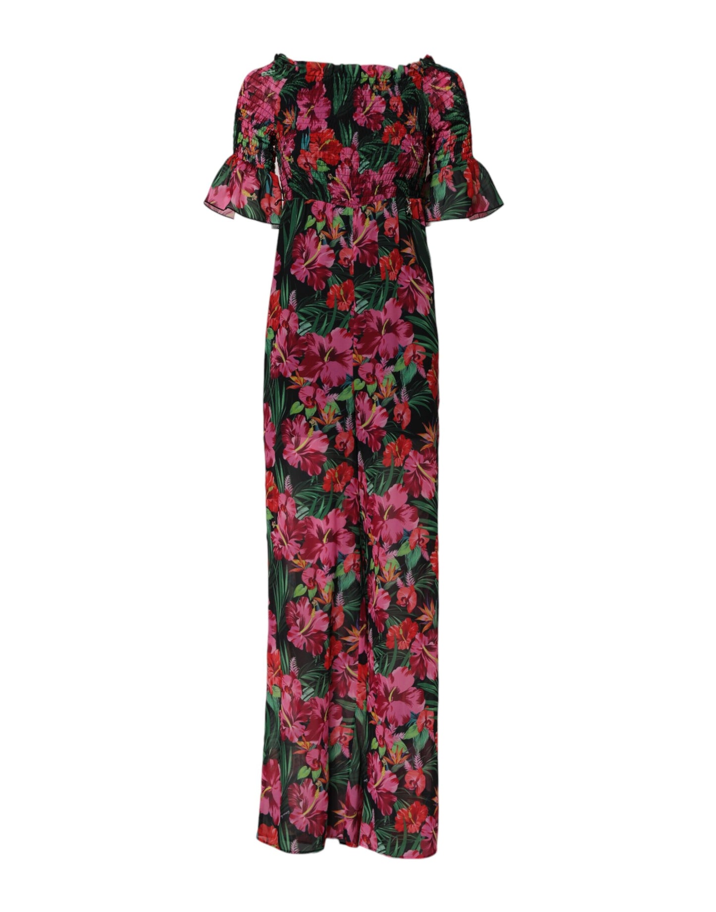 Multicolor Floral Print Overall Jumpsuit Dress
