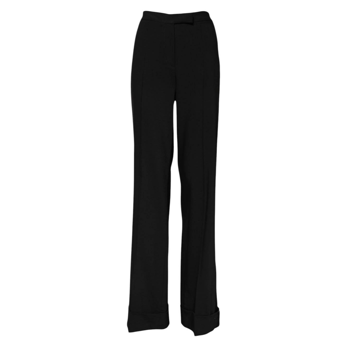Black Wool High Waist Flared Pants