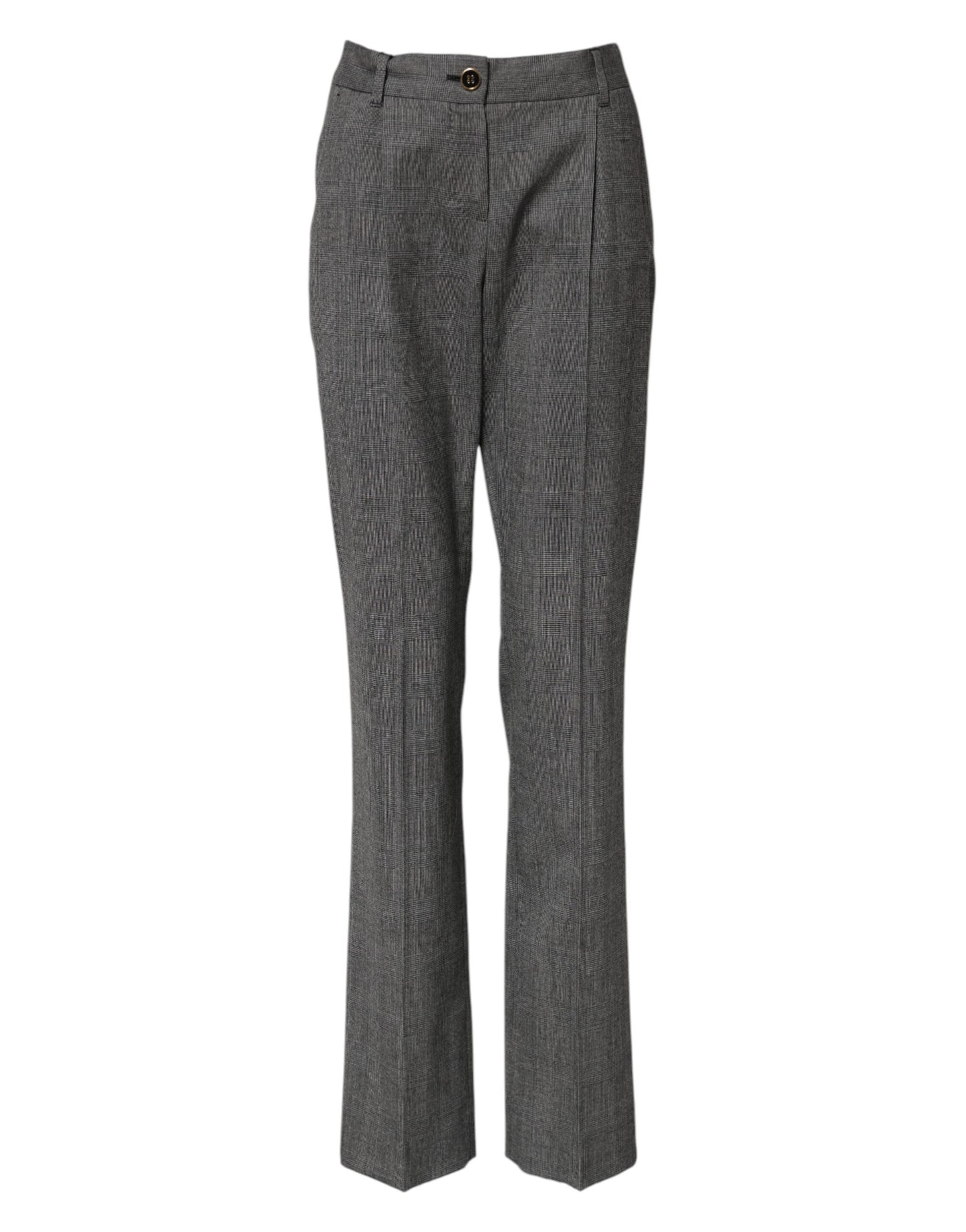 Gray Checkered High Waist Flared Pants