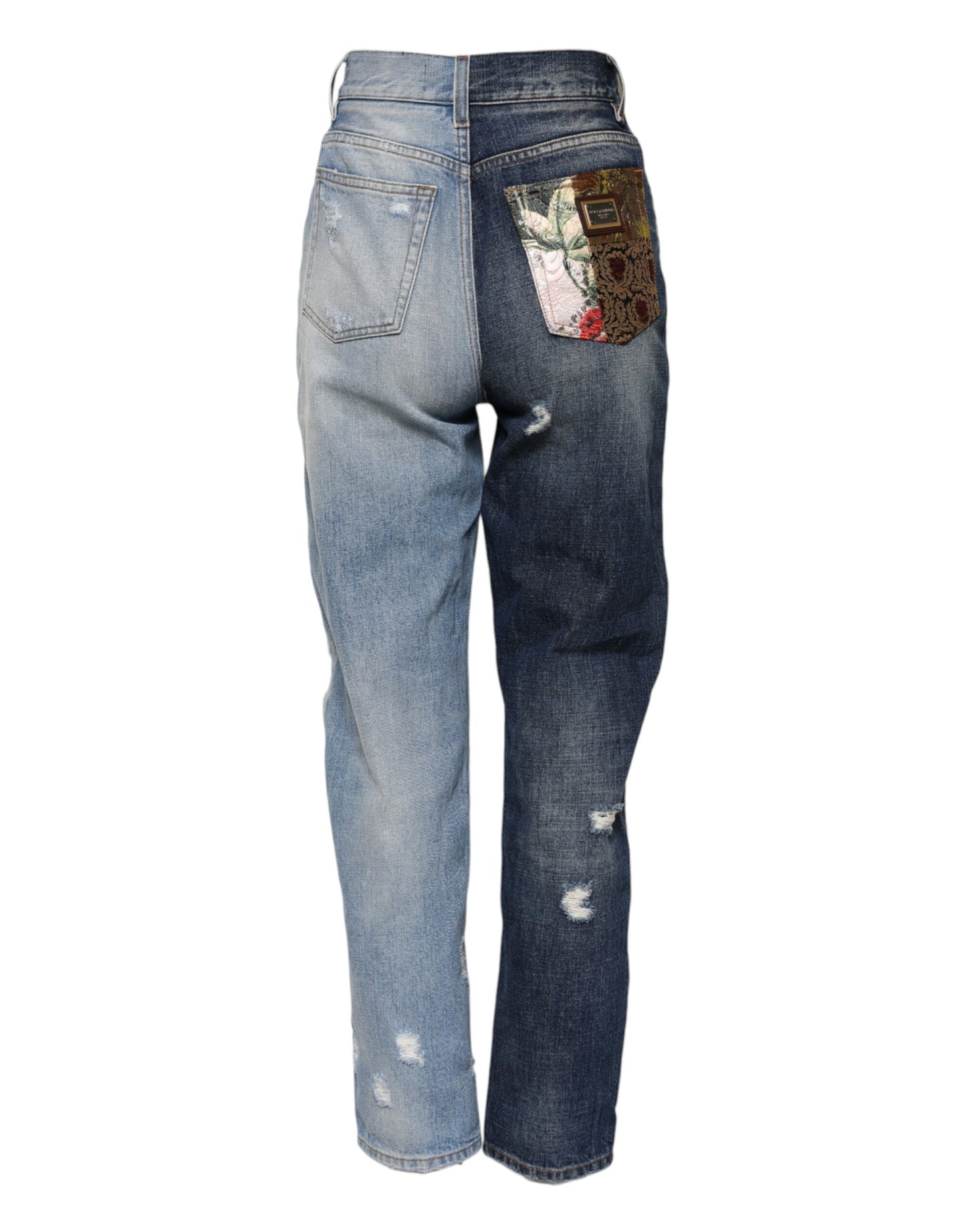 Multicolor Patchwork Tapered Denim Jeans