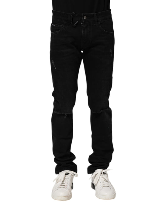 Black Cotton Skinny Denim Jeans