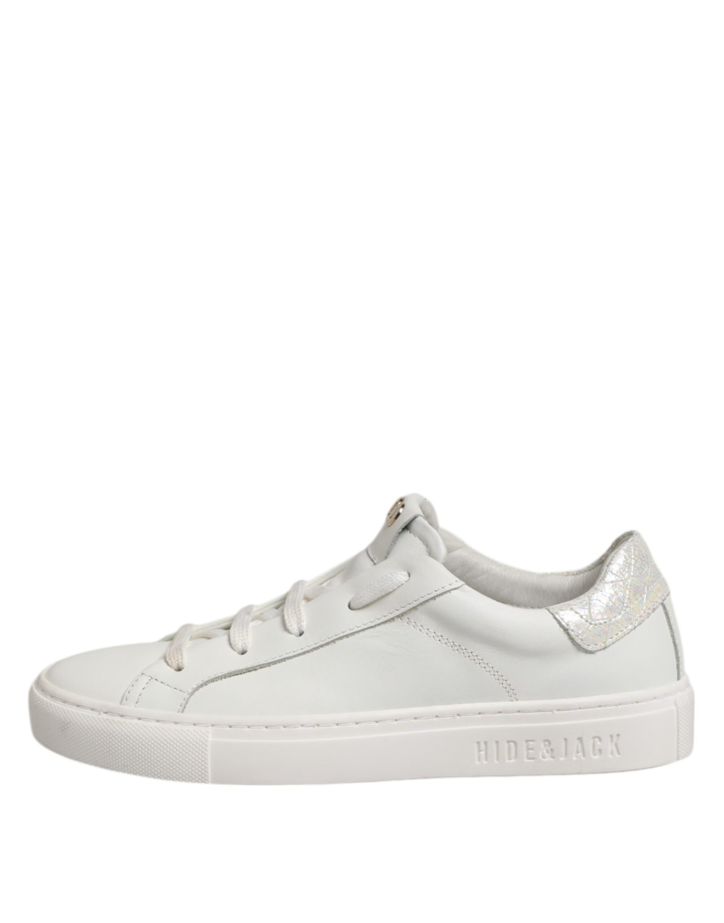 White Leather Low Top Lace Up Sneakers Shoes