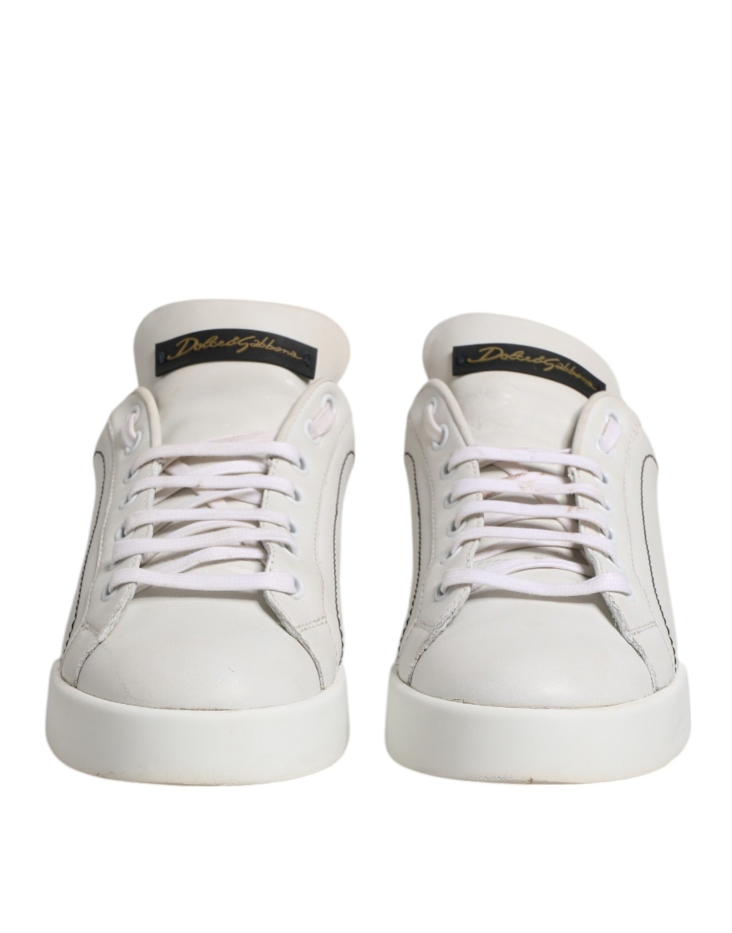 White Gold Leather Low Top Sneakers Shoes