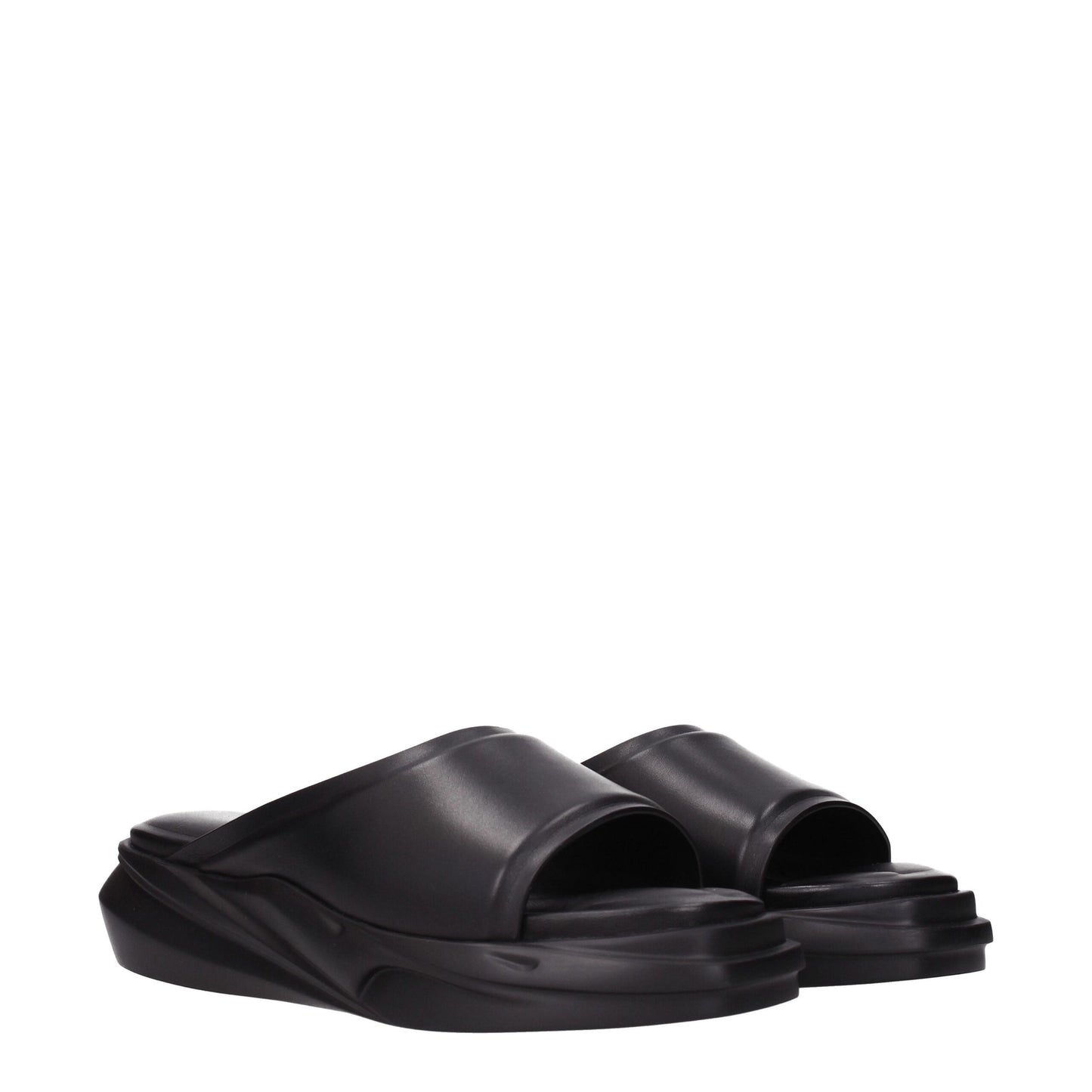 Black Leather Slippers